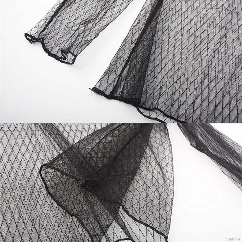 Sexy Blouse Long Sleeve Stand Collar Lace Shirt Mesh Net | BigBuy360 - bigbuy360.vn