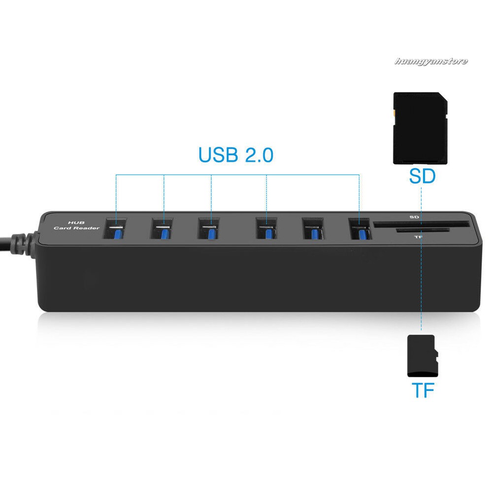 Đầu Đọc Thẻ Nhớ 6 Cổng Usb 2.0 Sd / Tf Cho Máy Tính