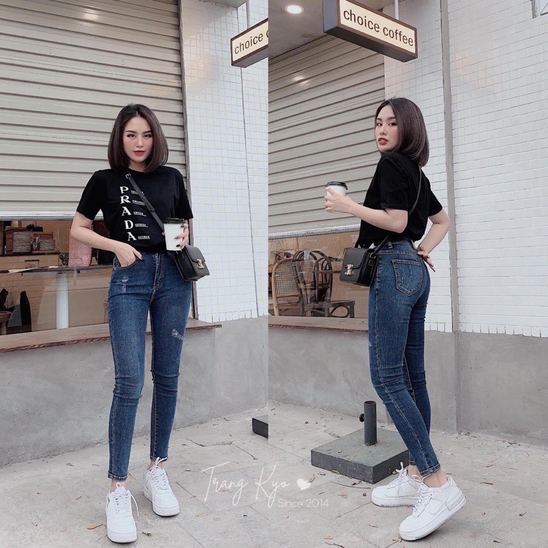 [Mã WASTMAY giảm 15% tối đa 30K đơn 150K] quần jeans ôm đen trơn, xanh siêu cao co giãn tốt, hình thật 100% | BigBuy360 - bigbuy360.vn