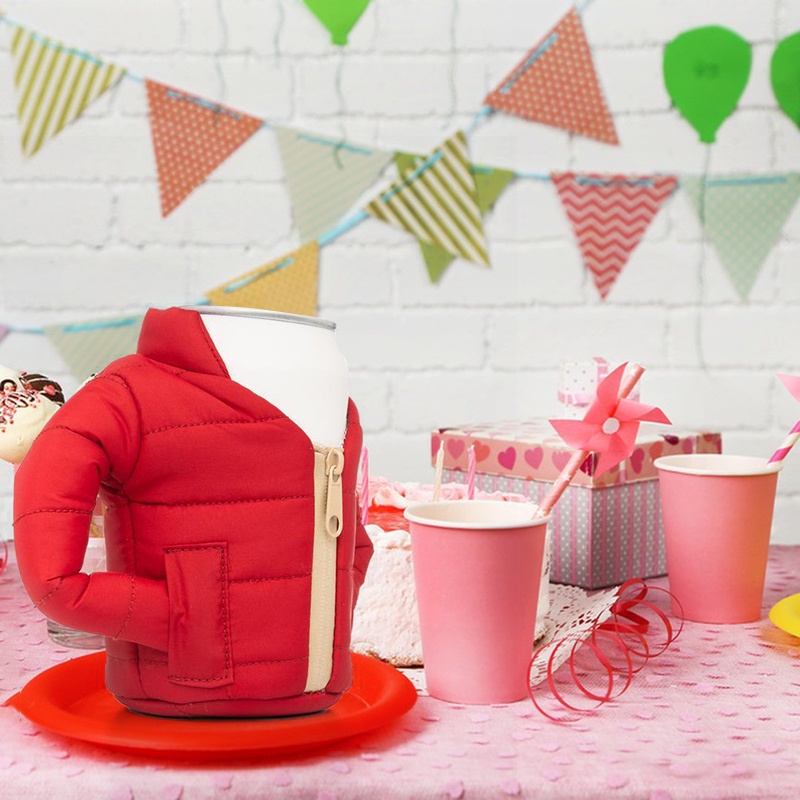 Vỏ bọc lon bia  giữ nhiệt kiểu dáng áo khoác độc đáo tiện lợi