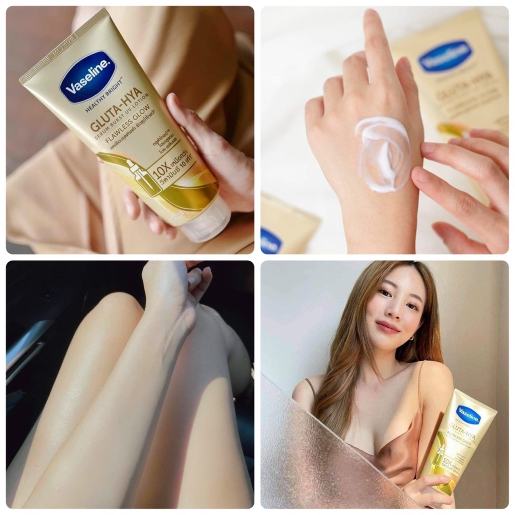 Sữa Dưỡng Thể Trắng Da Vaseline 10X Healthy Bright Gluta-Hya Serum Burst UV Lotion Flawless Glow 330ml