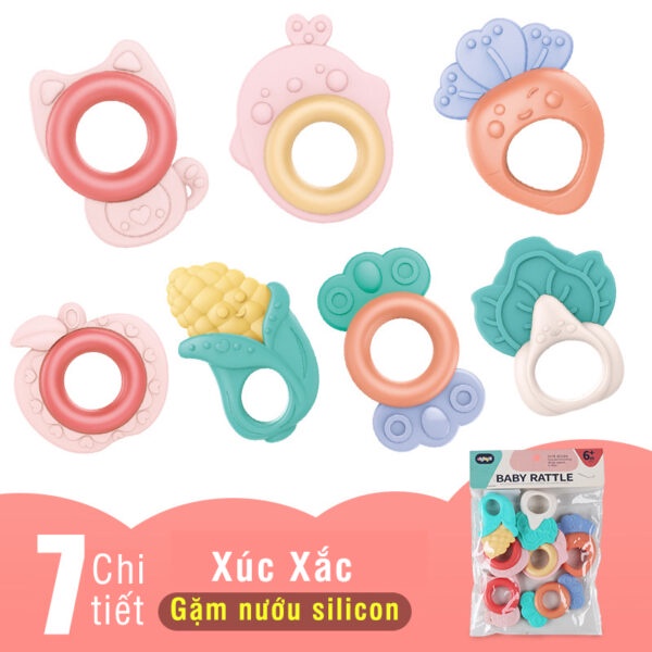 Đồ chơi cho bé, đồ chơi trẻ em, xúc xắc kèm gặm nướu giảm ngứa lợi cho bé 10 món hình dáng đáng yêu Baby Rattle-KhoaiBab