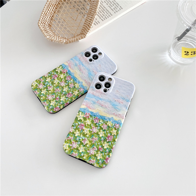 For Huawei P40 Pro P30 P20 Soft TPU an oil painting Sea of flowers pattern Phone Cases For Huawei Nova 7i 7T 7 6 5 4 3 Mate 40 30 20 Mobile Phone Back Cover