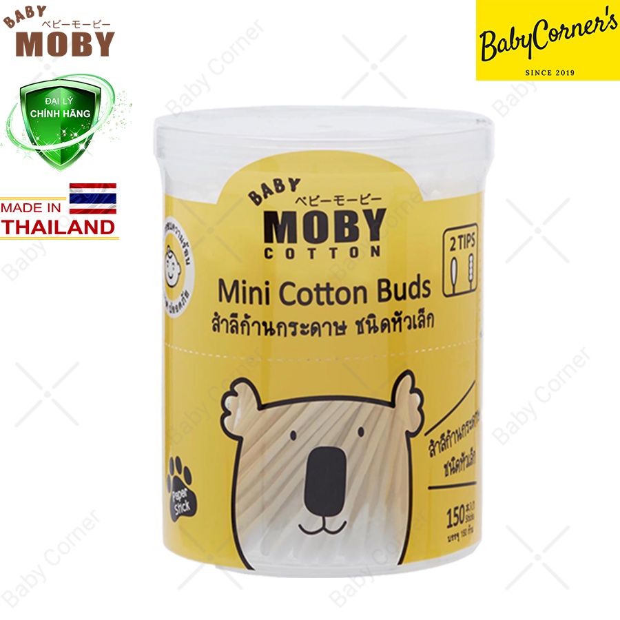 Combo 2 Hộp Tăm Bông Moby Baby Cỡ Nhỏ Hộp 150 Cái Cho Bé