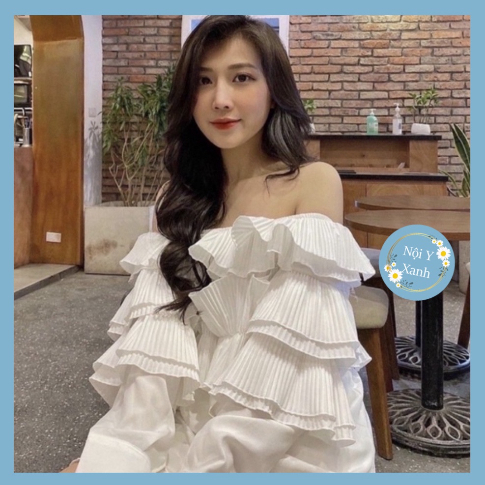 Áo sơ mi ly 2 tầng dáng suông tiểu thư_012 ulzzang babydoll bánh bèo nội y xanh
