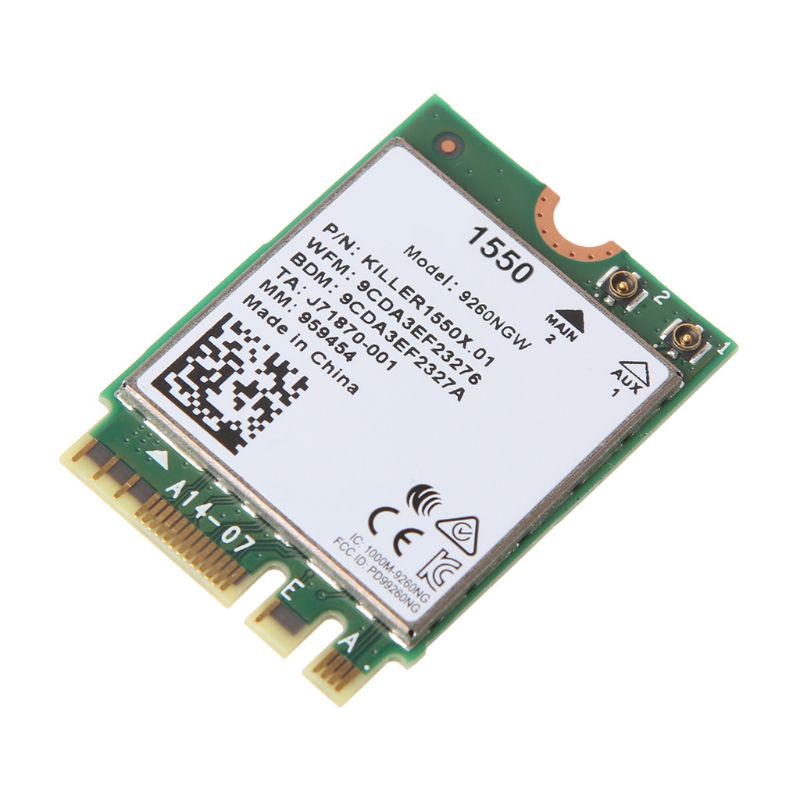 Thẻ Wifi Bluetooth 5.0 Không Dây Cho Killer 1550 In-Tel 9260 9260ngw Ngff 1730mbps