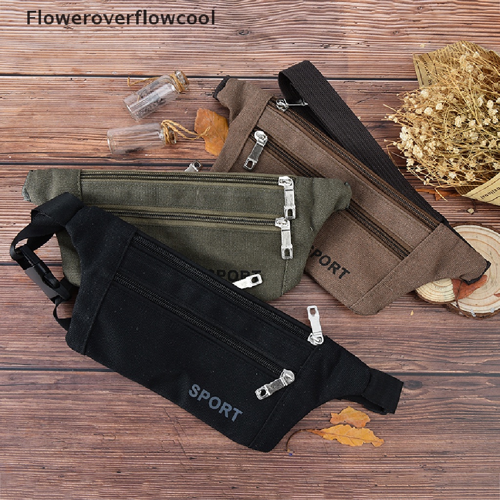 1 Túi Đeo Hông Vải Bố Sức Chứa Lớn Có Khóa Kéo Dùng Khi Chạy Bộ / Cắm Trại / Leo Núi