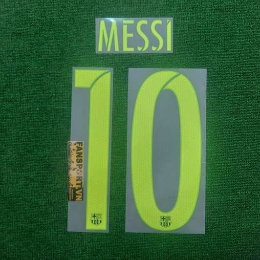 Bộ tên số cầu thủ Messi 10 Barcelona 2015 2016 2017 2018 away third nameset shirt jersey official font