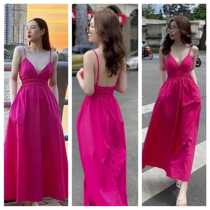 Váy maxi 2 dây chun eo dáng xoè cao cấp form dài trẻ trung Ulzzang váy đi biển đẹp