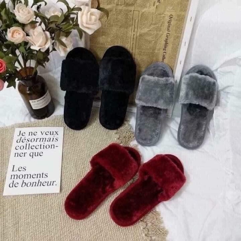 Dép Lông Nhung Đi Trong Nhà Mềm Mại Giữ Ấm Đôi Chân