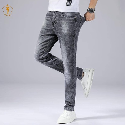 Quần jean nam TRAZ rách gối màu đen trơn chất bò cao cấp co dãn 4 chiều đẹp rin trơn form dáng skinny111