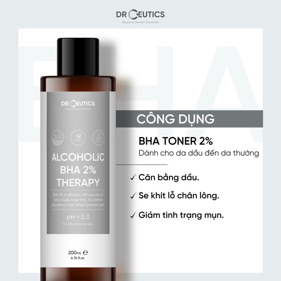 DRCEUTICS Toner Làm Sạch Và Cân Bằng Da DrCeutics BHA 2%