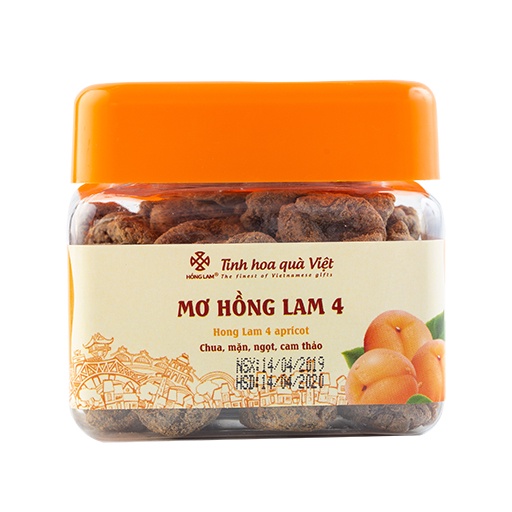 Xí muội Mơ Hồng Lam 4 - Là ô mai tách hạt, sản phẩm thuộc dòng cao cấp Hồng Lam, ô mai có vị chua ngọt cam thảo