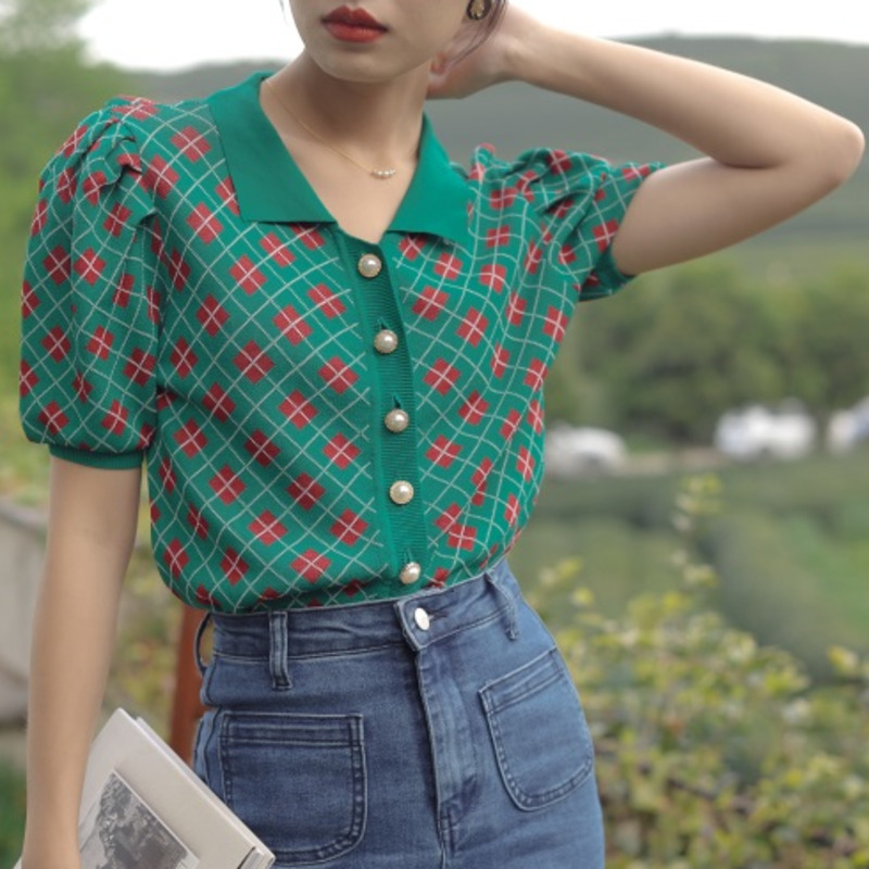 Áo Cardigan Dệt Kim Tay Ngắn Kẻ Sọc Kiểu Retro Hàn Quốc Xinh Xắn Cho Nữ | BigBuy360 - bigbuy360.vn