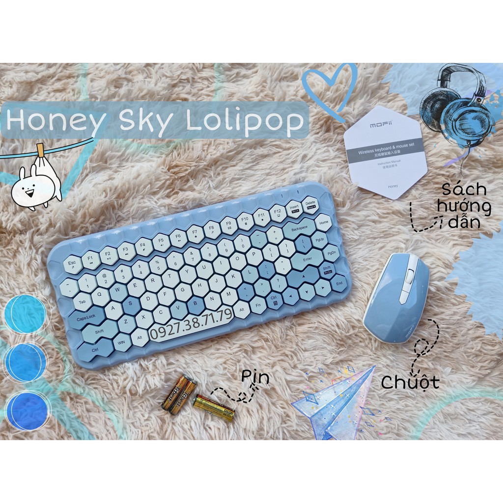 Bộ bàn phím giả cơ và chuột không dây MoFii Honey - Gõ cực êm không ồn - Tương thích máy tính bàn PC, Laptop, Tivi, iPad