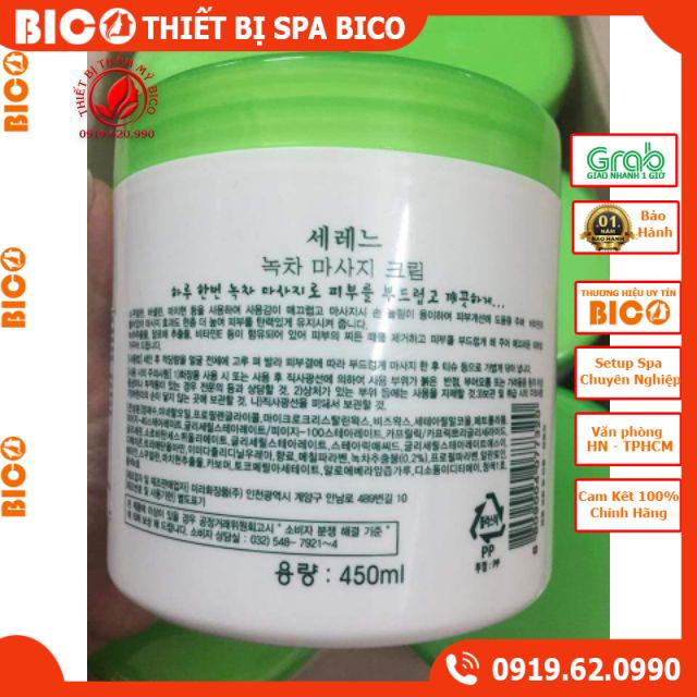 Kem Massage Trà Xanh Hàn Quốc Green Tea 450g - Thiết Bị Spa BICO