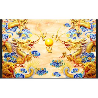 Tranh dán tường vải lụa 3D rồng bay