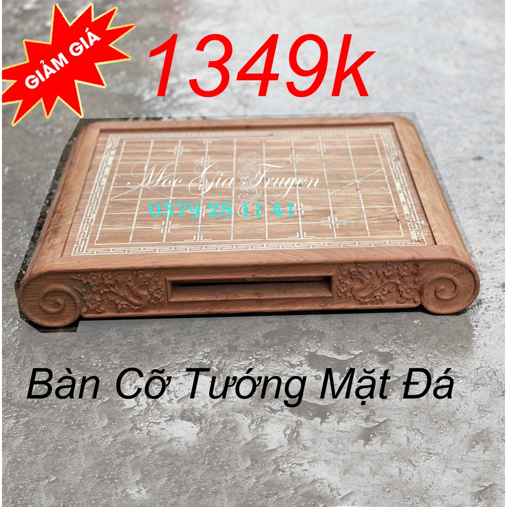 Bàn gỗ ngăn kéo mặt đá chơi cờ tướng giải trí gỗ hương cỡ 50x60