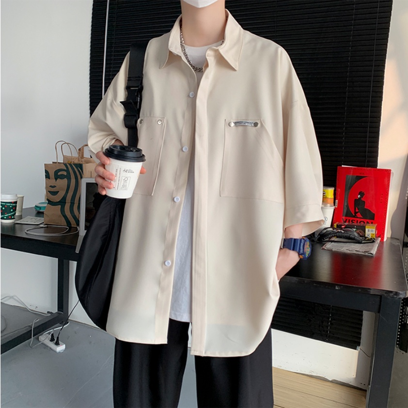 Áo sơ mi from rộng thời trang sơ mi nữ form rộng phong cách Hàn Quốc áo sơ mi nam sơ mi nữ tiếng Nhật áo sơ mi cộc tay nam