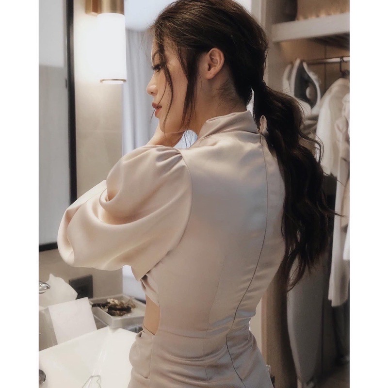 Đầm lụa hở eo mifam