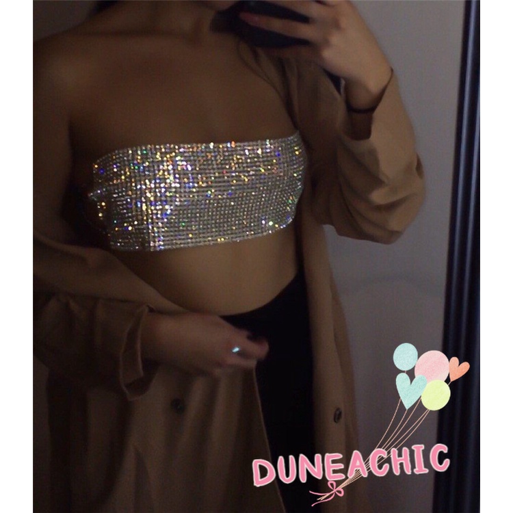 DUNEA Khăn Quấn Hở Lưng Bằng Kim Loại Quyến Rũ Cho Nữ