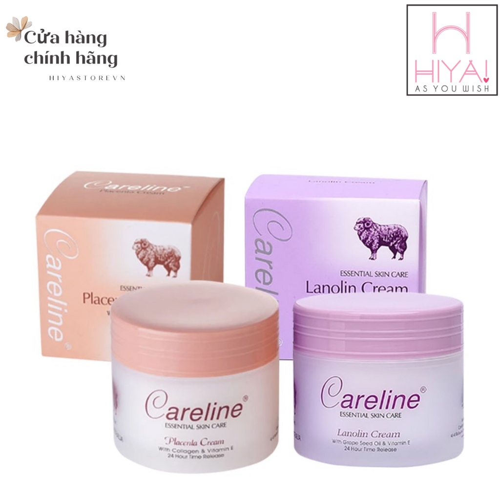 Kem dưỡng ẩm mỡ cừu (tím), nhau thai cừu (cam) Careline Lanolin/Placenta Cream, Úc (100ml) cho mọi lứa tuổi