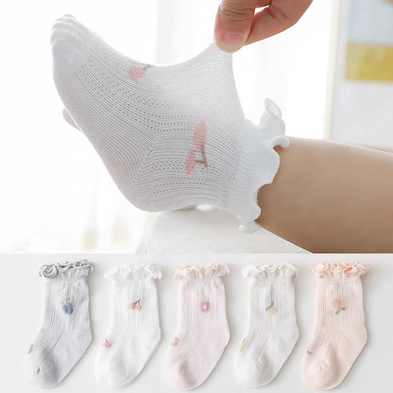 Tất lưới ren thêu mềm mại cho bé