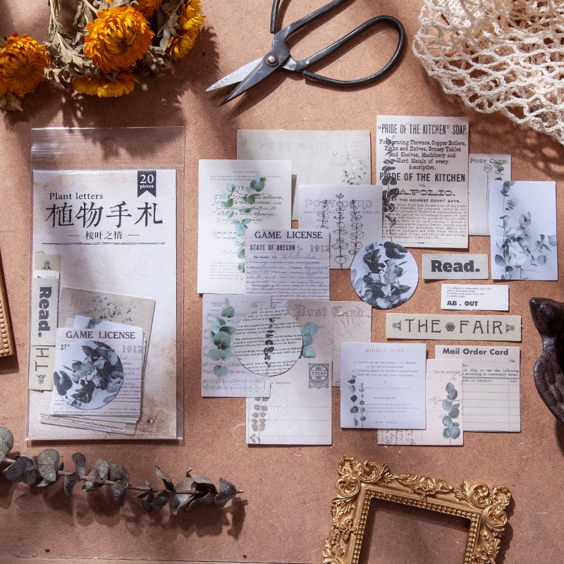 Bộ 40 hình dán trang trí sổ tay phong cách vintage