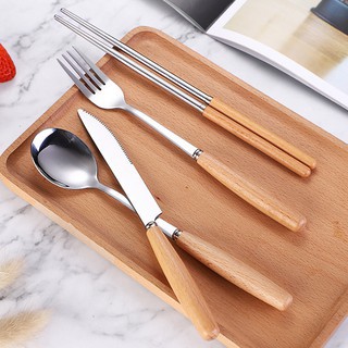 Thìa đũa dĩa ăn Inox cán gỗ cao cấp sản phẩm đảm bảo an toàn thực phẩm