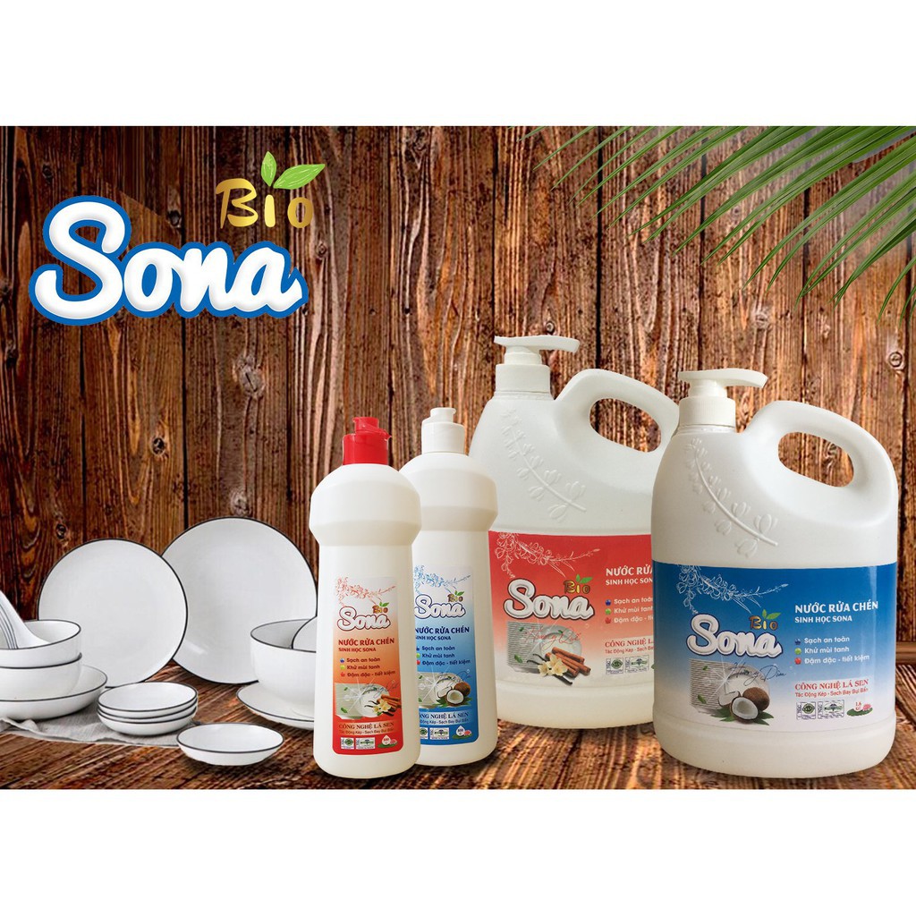 Nước Rửa Chén Hương Quế &amp; Hương Dừa  SoNa 1,6kg, Đánh Bay Dầu Mỡ, Thân Thiện Với Môi Trường