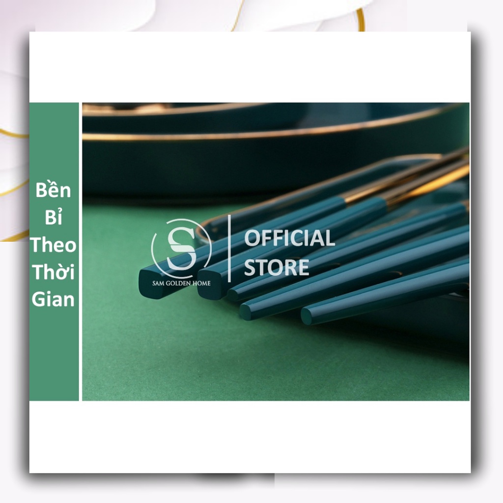 SET Đũa Muỗng Nĩa Ăn Cơm Inox Không Gỉ 5 Món Sang Trọng Phong Cách Châu Âu Emerald