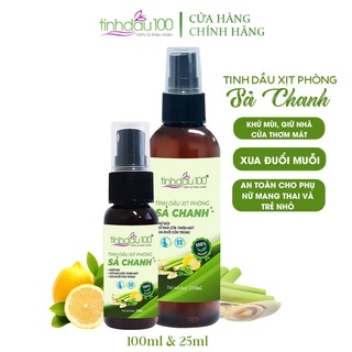 Tinh dầu xịt phòng sả chanh Tinh Dầu 100 khử mùi, thơm phòng, thư giãn, đuổi muỗi, an toàn cho bà bầu và trẻ nhỏ