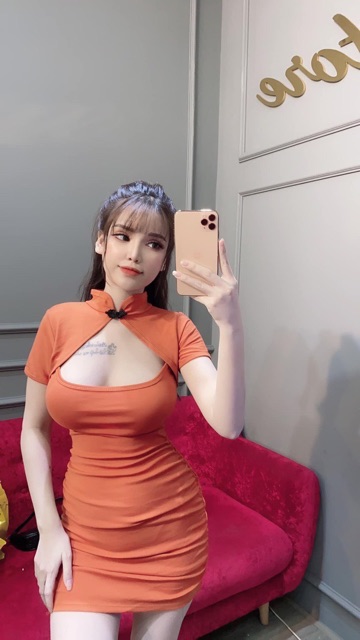 Đầm body cổ tàu chất thun borip cao cấp chuẩn hàng shop | BigBuy360 - bigbuy360.vn