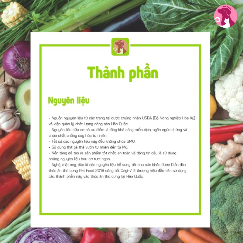 (6kg) Thức ăn cho chó - Hạt mềm hữu cơ ORIGI 7 (NK Hàn Quốc)