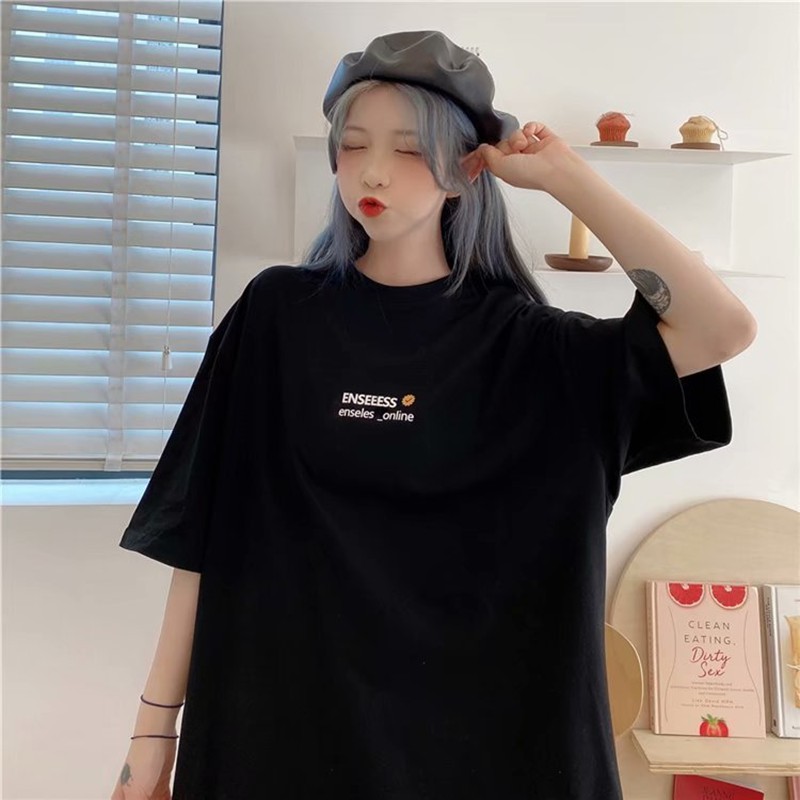 Áo thun nữ nam unisex tay lỡ phông form rộng AT01 teen cổ tròn oversize cotton giá rẻ màu đen trắng tee pull freesize