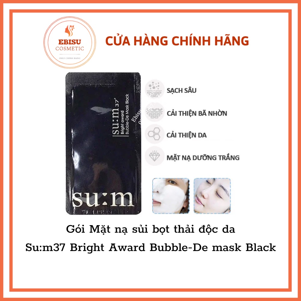 Gói sample nạ sủi đen thải độc tẩy da chết_Mặt nạ sủi bọt thải độc da Su:m 37 Bright Award Bubble-De mask Black