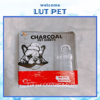 Tã bỉm miếng lót vệ sinh than hoạt tính cho chó mèo khử mùi Charcoal - miếng lót vệ sinh chó mèo - 100 miếng (33x45)