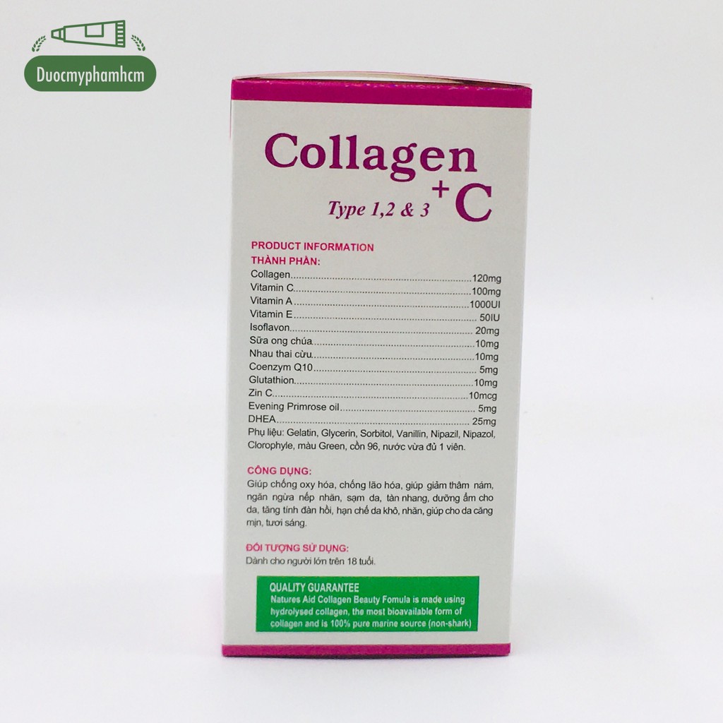 COLLAGEN +C 120MG Hồng,Viên Uống Đẹp Da, Ngăn Thâm Nám, Lão Hóa,LỌ 60 VIÊN NANG