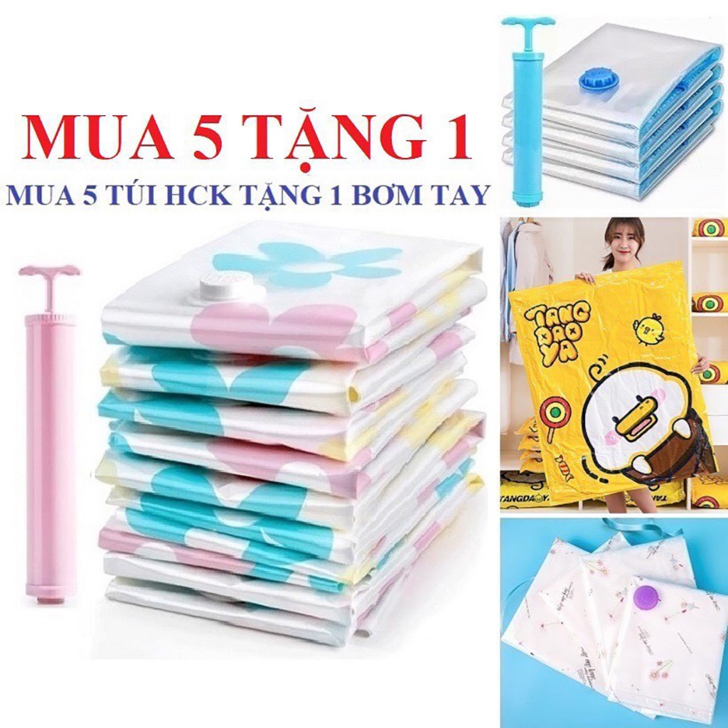 Túi Hút Chân Không Quần Áo Chăn Màn - TÁI SỬ DỤNG NHIỀU LẦN - Mua 5 túi tặng 1 Bơm tay + Mua 10 Túi Tặng 1 Túi