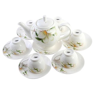 Bộ ấm chén Hàn quốc cao cấp hoa lan trắng