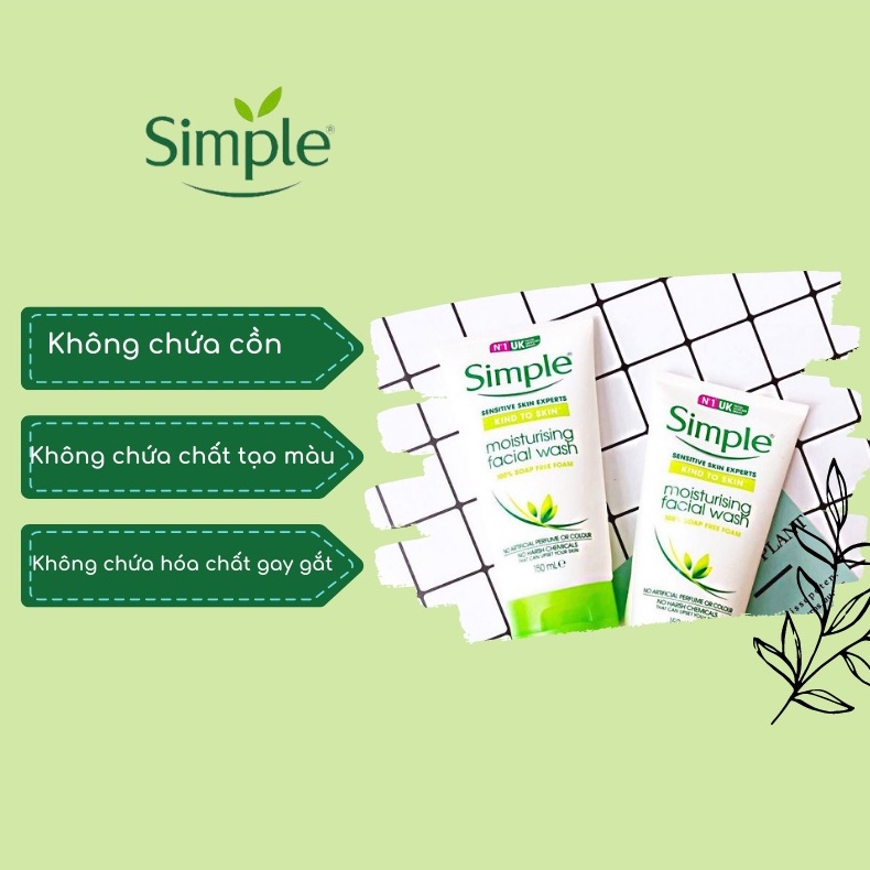 Sữa rửa mặt Simple Moisturising Facial Wash 150ml giúp dưỡng ẩm cho da nhạy cảm