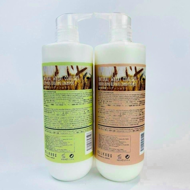 Cặp dầu gội xả collagen lúa mạch ullkous 800ml ngăn ngừa rụng tóc