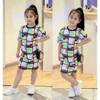 [11-22kg] Đầm suông thun lạnh bé gái