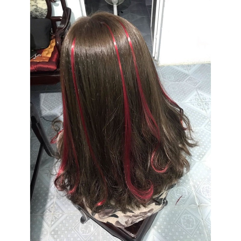 TÓC LIGHT NỐI MÀU ĐỎ VANG kèm chì hoặc chun nối