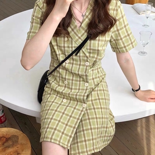 Váy nữ kẻ sọc cổ điển kiểu Pháp mỏng mới