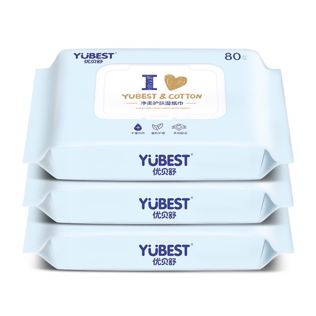 Khăn giấy ướt YUBEST không mùi 80 tờ