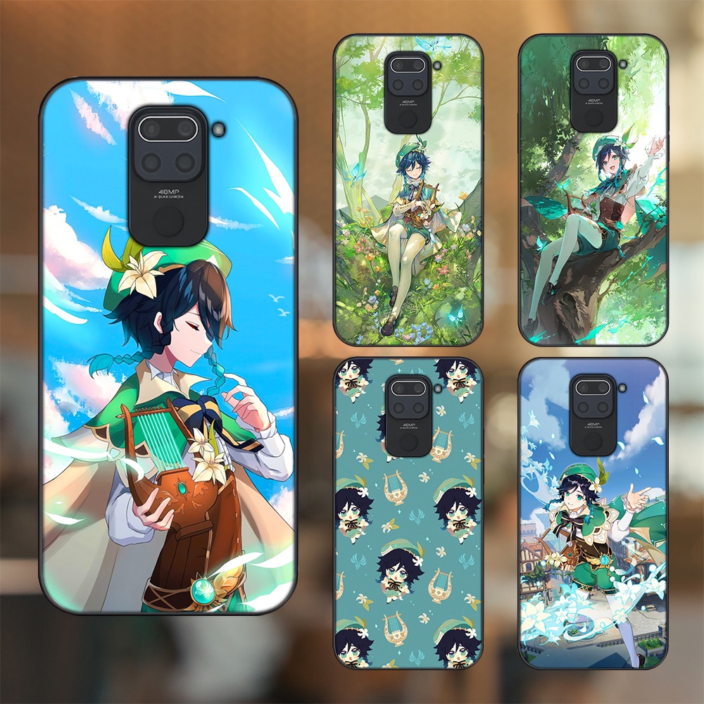 Ốp lưng Xiaomi Redmi Note 9 viền đen in hình Venti Genshin Impact
