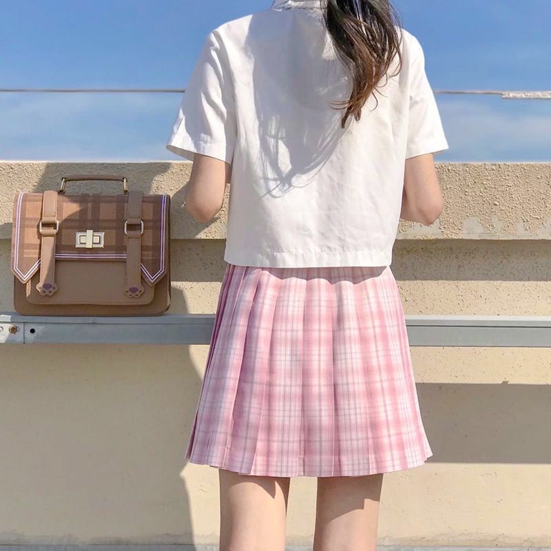 Chân Váy JK Ngắn Xếp Ly Kẻ Sọc Caro Xinh Xắn Cho Bạn Gái