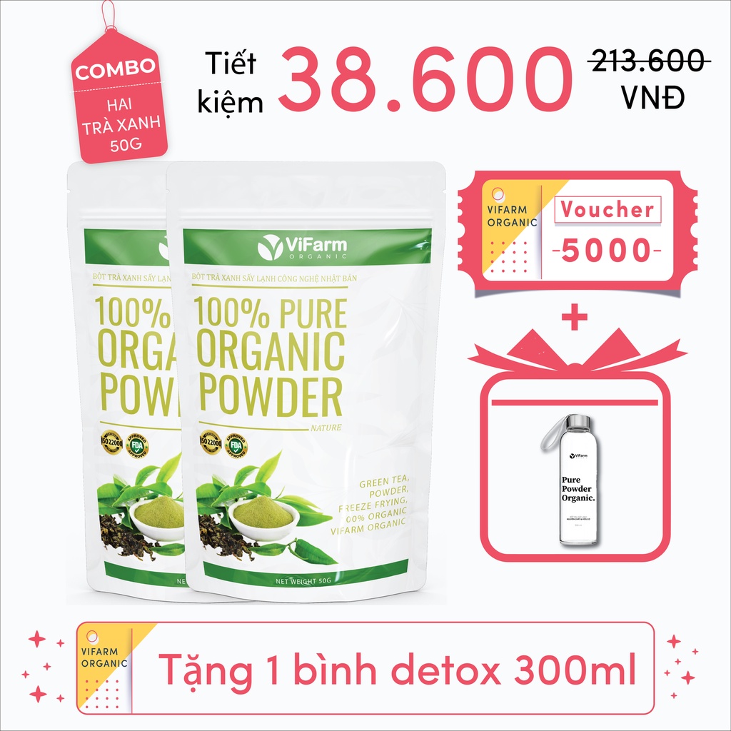 Bột matcha trà xanh VIFARM 50gram, bột làm bánh, đắp mặt, từ 100% trà xanh nguyên chất | BigBuy360 - bigbuy360.vn