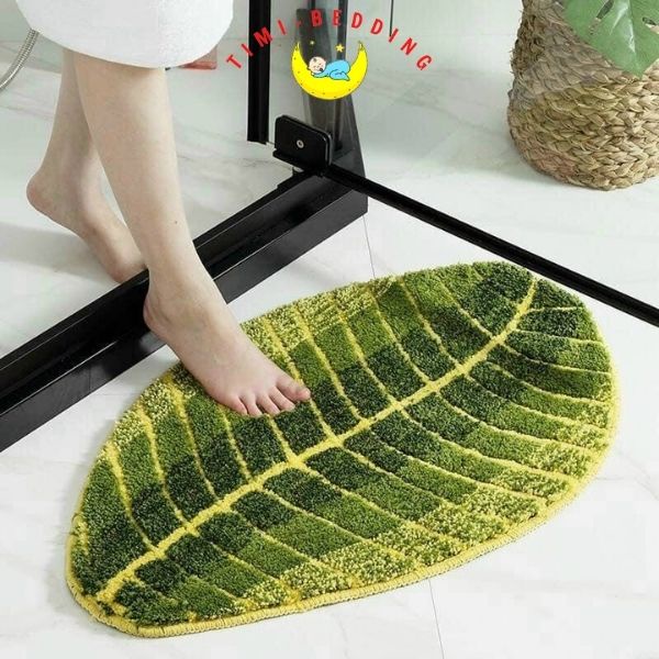 Thảm lau chân thấm nước hình lá cây chống trượt, thấm nước kích thước 40x60cm, 40x70cm và 50x70cm– Timibedding